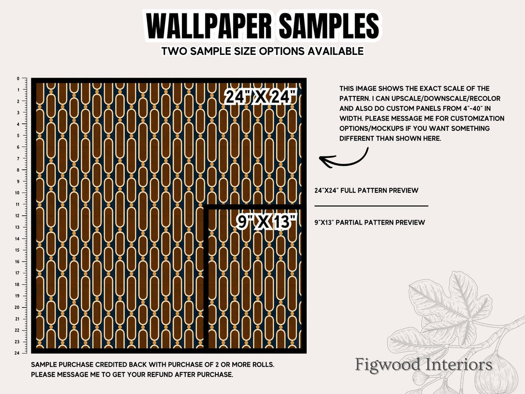 Mid-Century Modern Geometric Wallpaper, Moody Retro Style Accent Wall