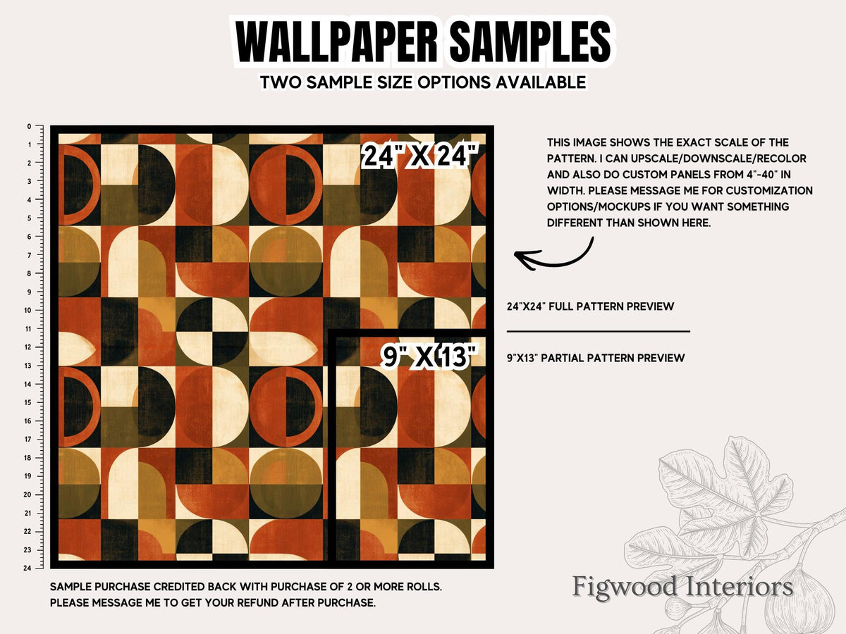 Mid Century Retro Wallpaper - Geometric 70s Style Home Accent Wall