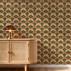 Retro Style Fan Wallpaper | Art Deco Pink Cream Green Accent Wall