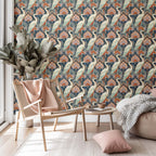 Maximalist Crane Peacock Wallpaper, Modern Art Deco Bird Accent Wall