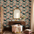 Peacock Maximalist Wallpaper - Fun Art Deco Bird Accent Wall