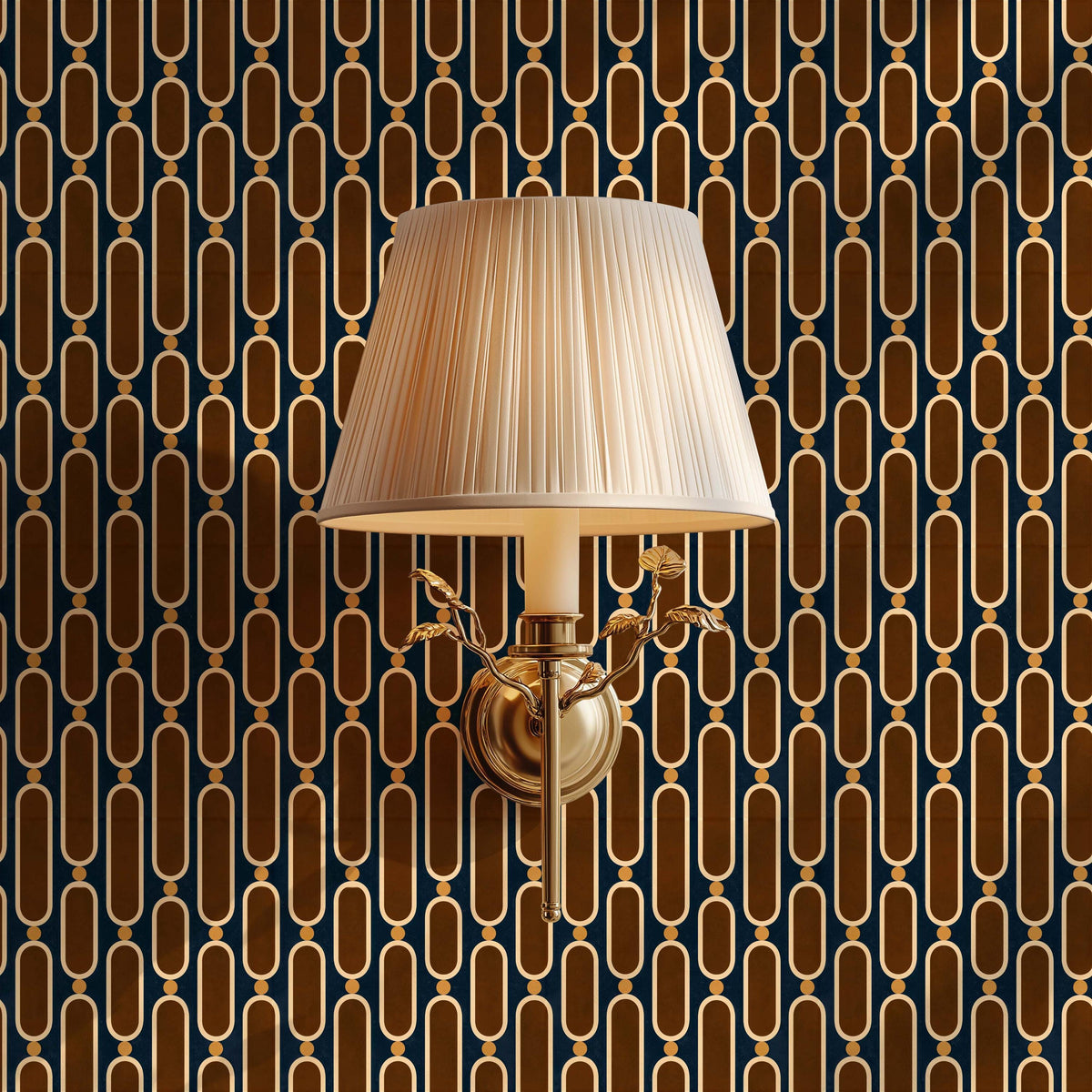 Mid-Century Modern Geometric Wallpaper, Moody Retro Style Accent Wall