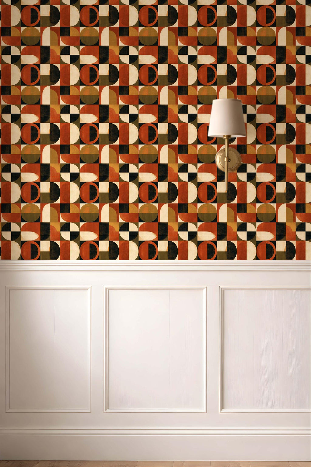 Mid Century Retro Wallpaper - Geometric 70s Style Home Accent Wall