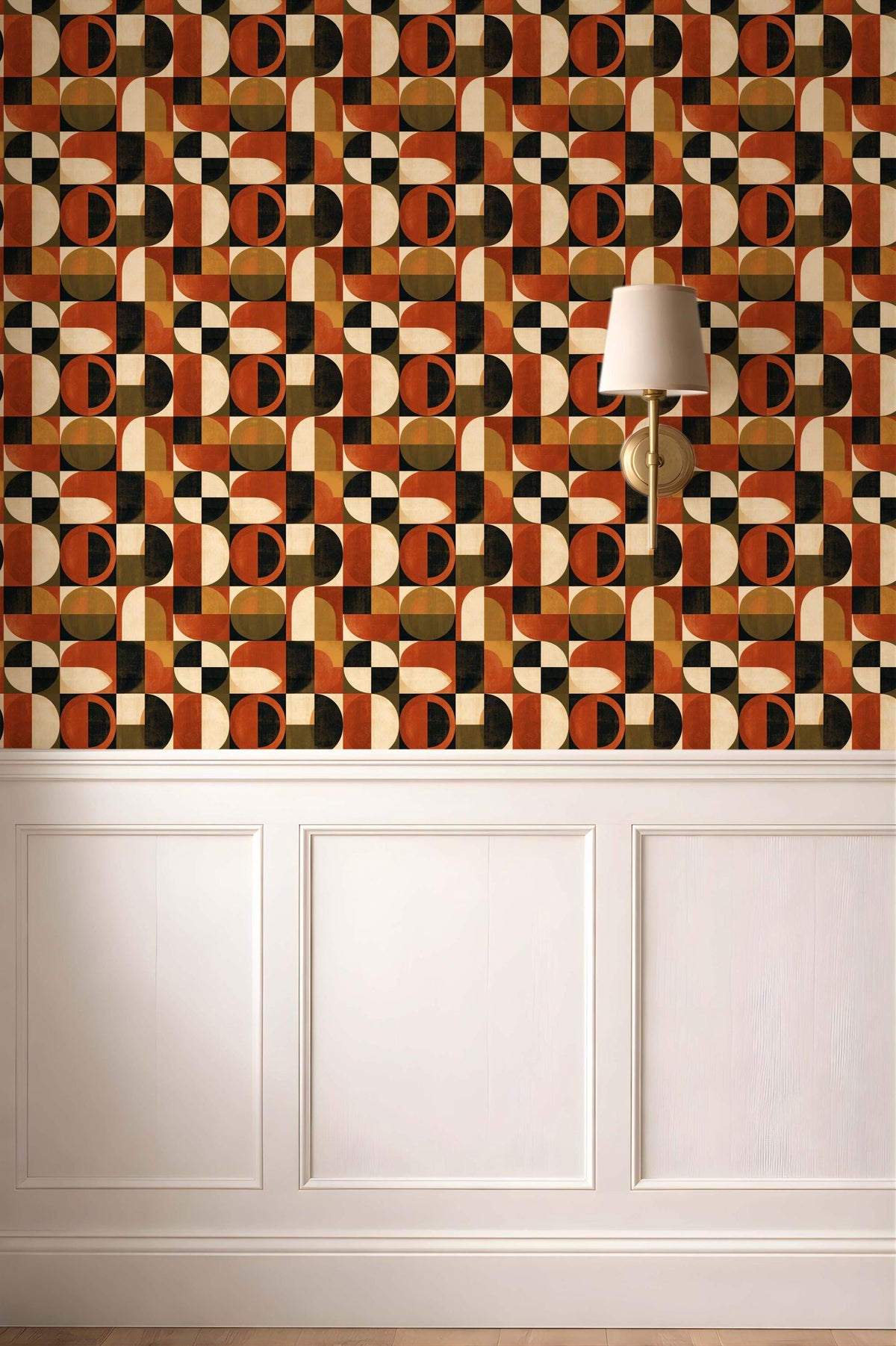 Mid Century Retro Wallpaper - Geometric 70s Style Home Accent Wall