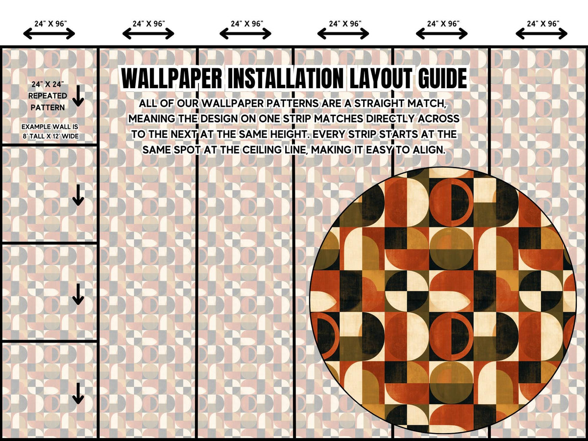 Mid Century Retro Wallpaper - Geometric 70s Style Home Accent Wall