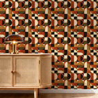 Mid Century Retro Wallpaper - Geometric 70s Style Home Accent Wall