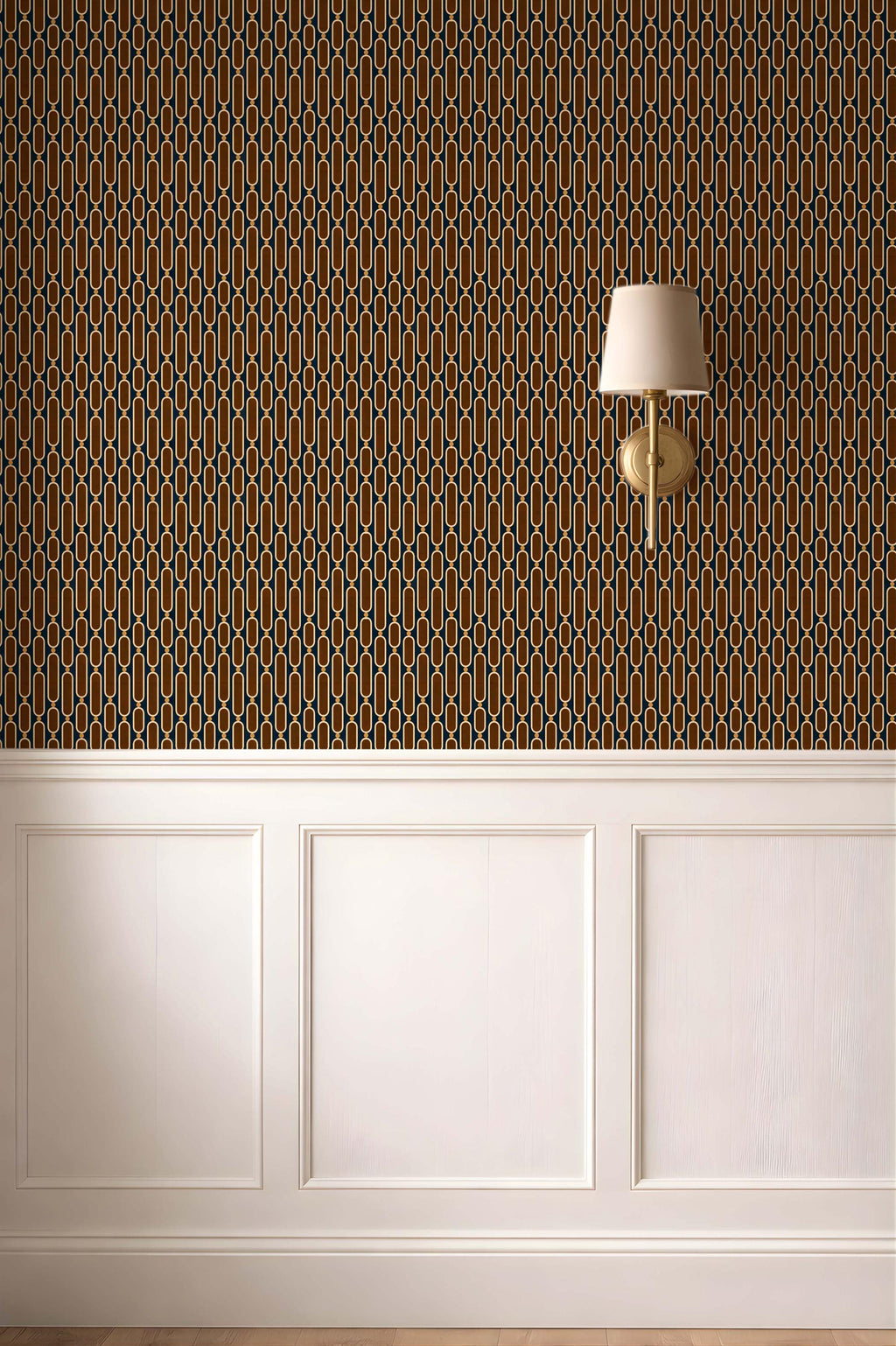 Mid-Century Modern Geometric Wallpaper, Moody Retro Style Accent Wall