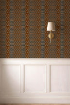 Mid-Century Modern Geometric Wallpaper, Moody Retro Style Accent Wall