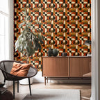 Mid Century Retro Wallpaper - Geometric 70s Style Home Accent Wall