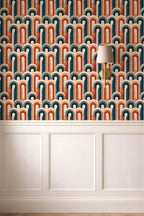 Colorful Geometric Retro Wallpaper, Mid Century Style Home Accent Wall