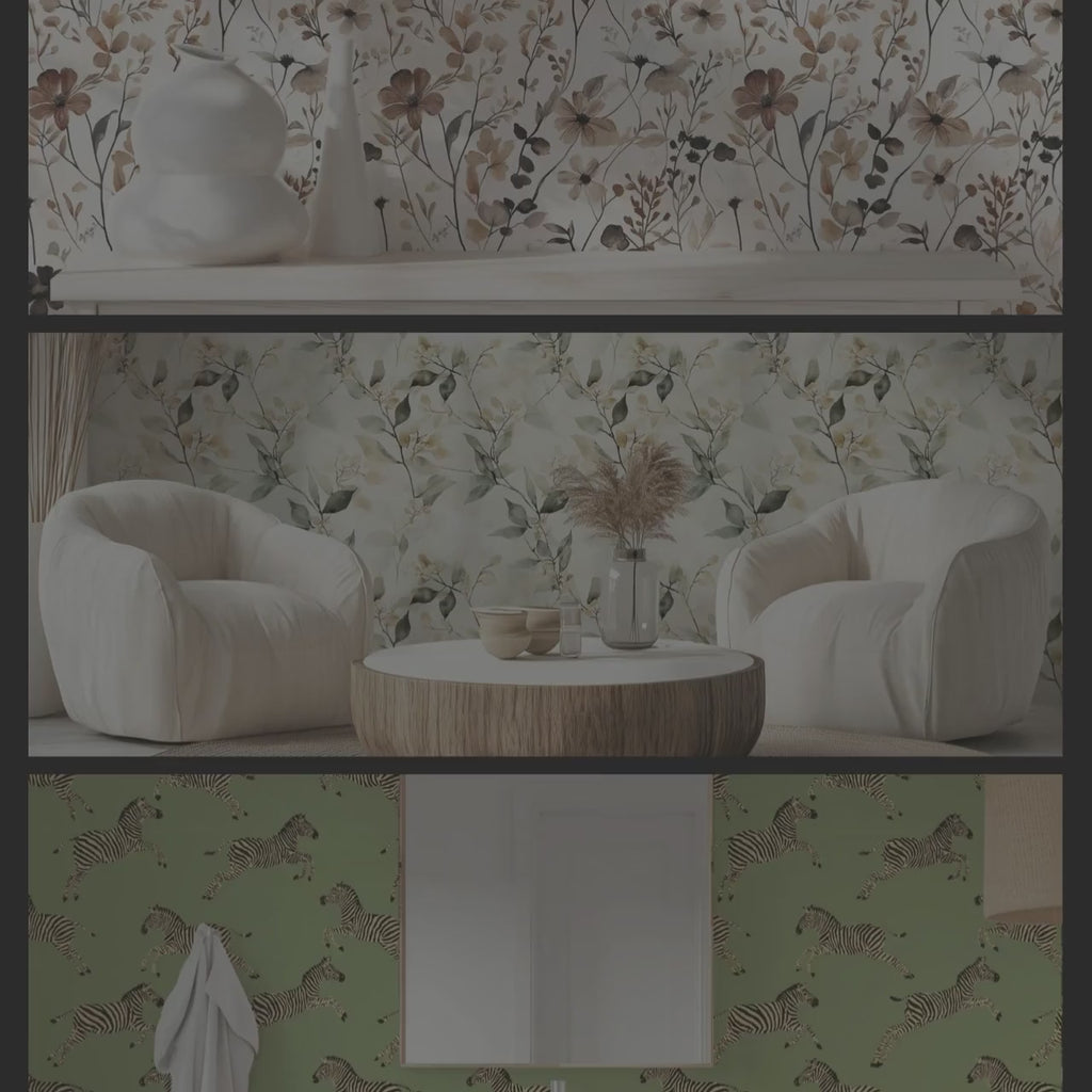 Mid-Century Modern Geometric Wallpaper, Moody Retro Style Accent Wall