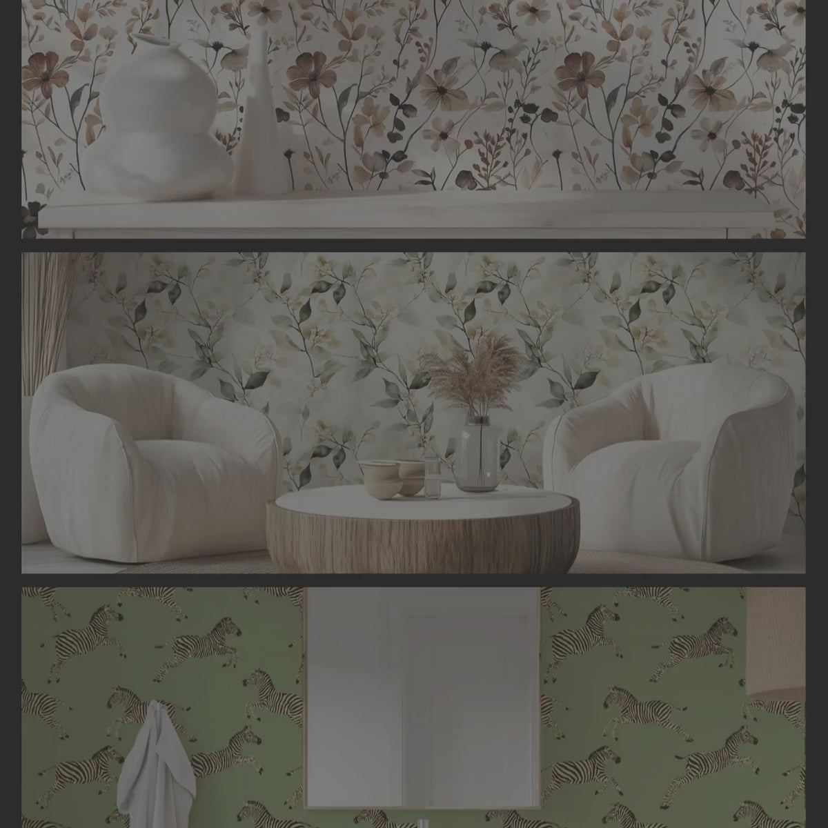 Colorful Geometric Retro Wallpaper, Mid Century Style Home Accent Wall